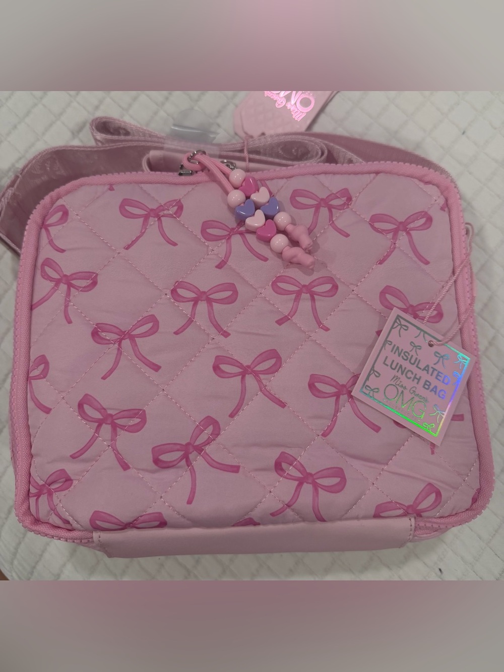 Omg! Accessories Bow Patterned Quilted Lunch Bag